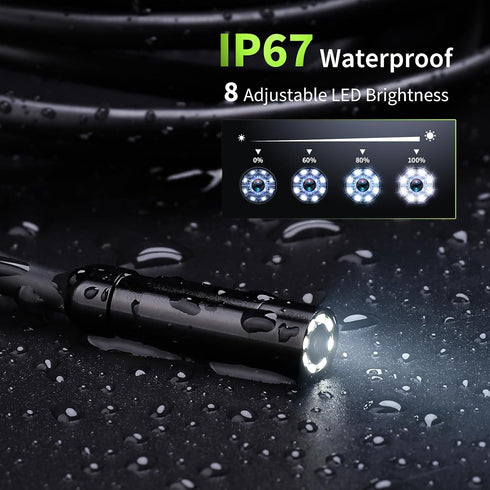 PLOSTWR 4.3" 1920P 8 IP67 16.4ft Endoscope Camera with Light, Inspection Camera, HD Borescope with LED Lights