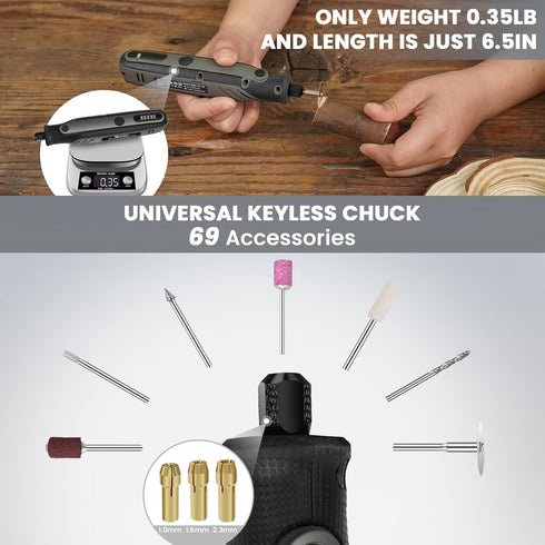 4V, 5-Speed 69 HARDELL Mini Cordless Rotary Tool Rotary Tool Kit with Accessories, Power Rotary Tool for Cutting