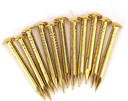 HEEPDD 100Pcs Brass Escutcheon Tacks - Round Head Hardware Nail Assortment Kit for Furniture