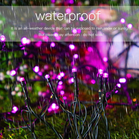 YAOZHOU 2 Pack 144ft 400LED 8 IP44 Valentines Day Solar Christmas String Lights Outdoor Pink Fairy Lights with Modes