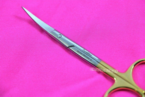 artlab 1 4 1/2 Inches EA Premium German -Tungsten Carbide Iris Scissors Curved Gold Rings Ideal for Medical Purpose