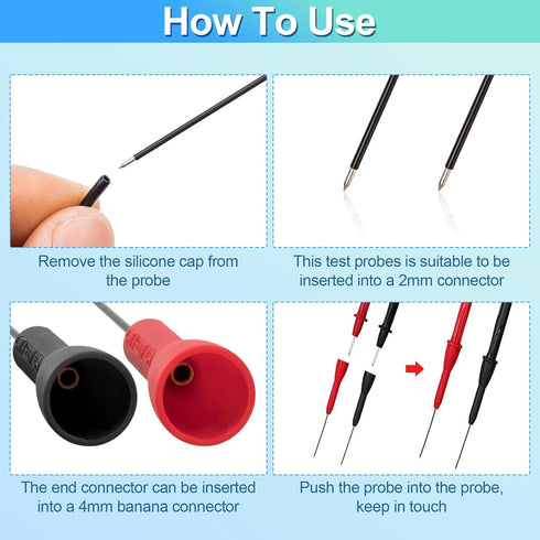 6 Pack 2mm Test Probes, 600V/10A Non-Destructive Multimeter Test Needle for Leads tl71 tl75