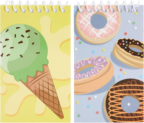 BLUE PANDA 24 Pack Spiral Notepads, 3x5 inches Baking Party Favors for Kids, Mini Notebooks with Donut Designs