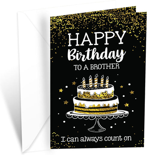 Prime Greetings Brother Birthday Card, Eco-Friendly Thick Card Stock with Premium Envelope, 5in x 7.75in