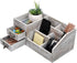 Distressed Rustic Wooden Office Desktop Organizer, 2 Tier Drawers, Multiple Compartments for Jewelry Storage