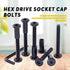 Swpeet 25Pcs M6x50mm Carbon Steel Black Hex Drive Socket Cap Bolts - Assortment Kit with Allen Wrench for Furniture