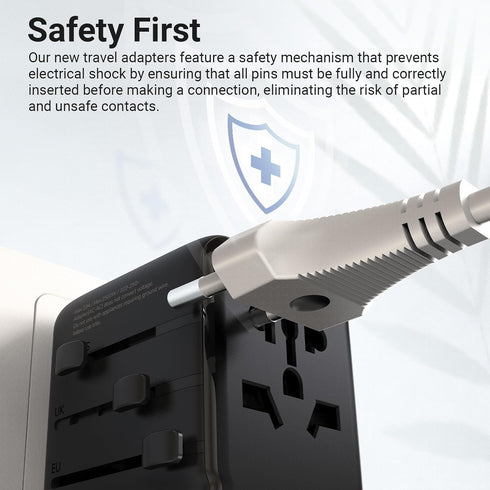 MINIX 35W Universal Travel Adapter, 6 in 1 International Power Plug with 3 USB C & 2 USB A Ports for 180+ Countries