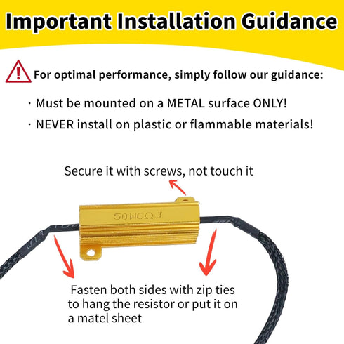 gopupu 2Pcs 3157 4157 T25 50W 6 3157 Load Resistor Fix Hyper Flash, Ohm Load Resistors for Switchback Led Turn Signal