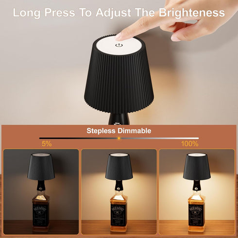 2026 3 2PC) Wireless Bottle Lamp, New Color Rechargeable Wine Bottle Lights for Home Bars Restaurants (Black