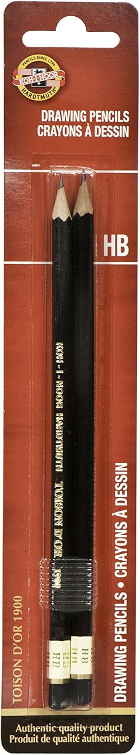 Koh-I-Noor Toison d'Or Graphite Pencil, HB Degree, 2 Pack, Black