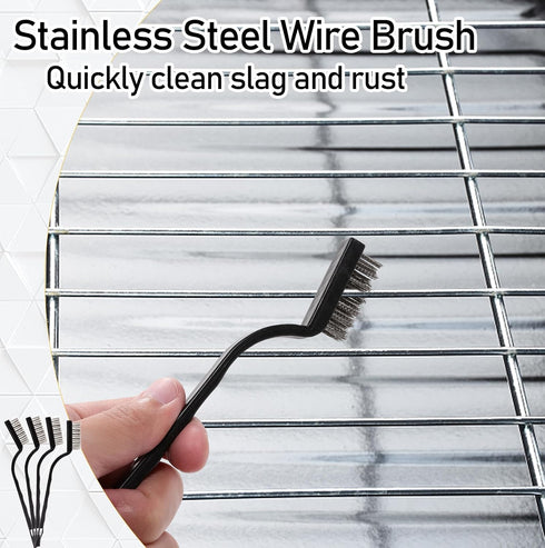 30 Pieces Mini Wire Brush, Stainless Steel Brush, Curved Handle Masonry Scratch Brush for Cleaning Welding Slag and Rust