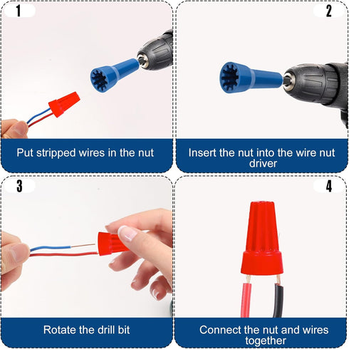 2pcs Wire Twisters Tool for Drill, Twisters for Wire Nut with 1/4" Chuck, Electrical Wire Twister Tools for Electricians