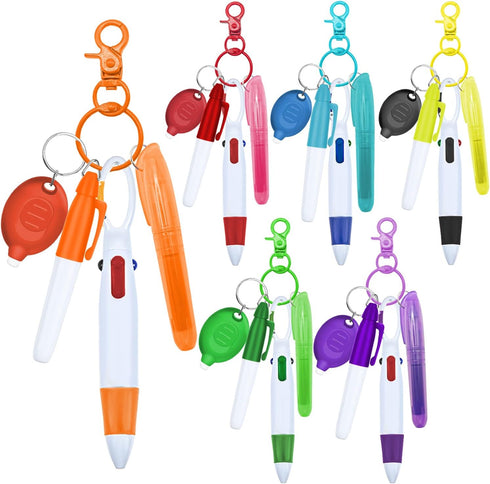 Nurse Pen Set - Badge Reel Pen with 6PCS Highlighter, Markers, Keychain Flashlight, and Ball Pen