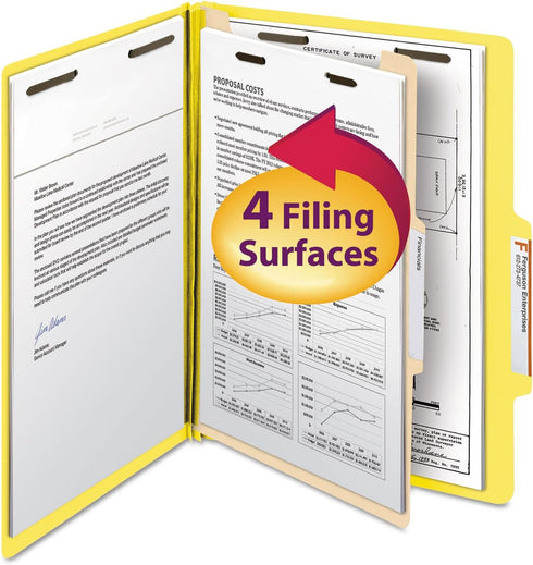 Smead Classification File Folder, 1 Divider, 2" Expansion, Letter Size, Yellow, 10 per Box (13704)