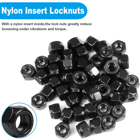 Yinpecly 50Pcs #8-32 304 Inch Nylon Insert Hex Lock Nuts Stainless Steel Locknuts Self-Locking Nut, Standard Threaded