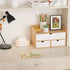 Desk Organizer with Drawers, Bamboo Desktop Storage for Bills, Office Supplies, Cosmetics, No Assembly Required