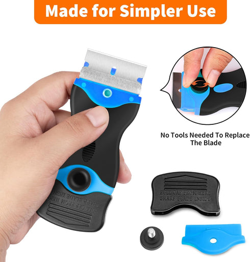 40pcs Plastic Razor Blade Scraper Double Ended - Scraper Tool With Metal & Plastic Razor Blades, Vinyl, Paint, Sticker