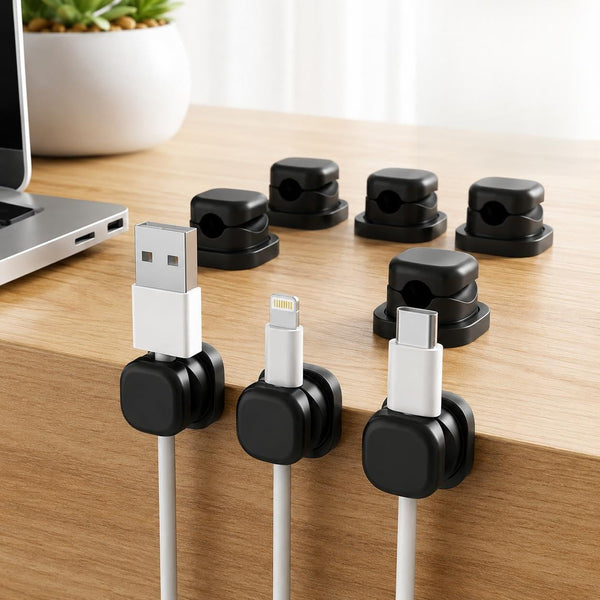 Generic 8-Pack Magnetic 360 Rotating Cable Clips for Desk No-Residue Strong Adhesive Cord