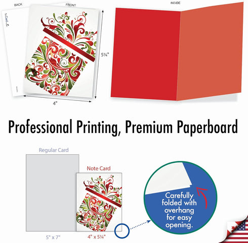 The Best Card Company - 10 Blank Christmas Note Cards with Envelopes, Fun Assorted Holiday Notecard Set