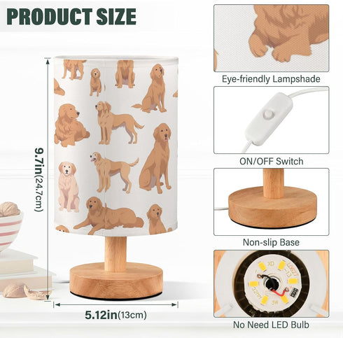 FRODOTGV Cute Golden Retriever Table Lamp for Small Spaces