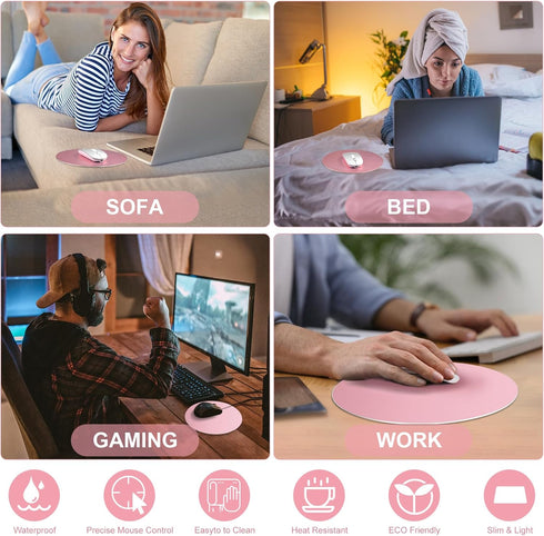 TERRATUTOR Aluminum Mouse Pad - Non-Slip Rubber Base with Micro Sand Blasting Alloy Surface, Rose Round