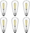 Vintage LED Edison Bulbs, 6W, 60W Equivalent, High Brightness Daylight 5000K, ST58 Antique Filament Bulbs, Pack of 6