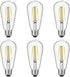 Vintage LED Edison Bulbs, 6W, 60W Equivalent, High Brightness Daylight 5000K, ST58 Antique Filament Bulbs, Pack of 6