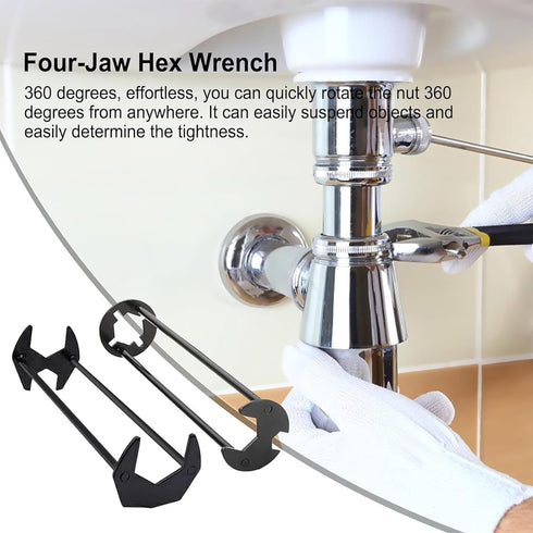 Basin Wrench Set, 7 Sizes Universal Sink Wrench, Multifunctional Carbon Steel Faucet Wrench (Black) (2)