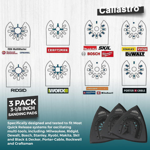 Triangle Sanding Pads for Oscillating Multitool, 3 Pack of 3-1/8 Inch Sander Pads