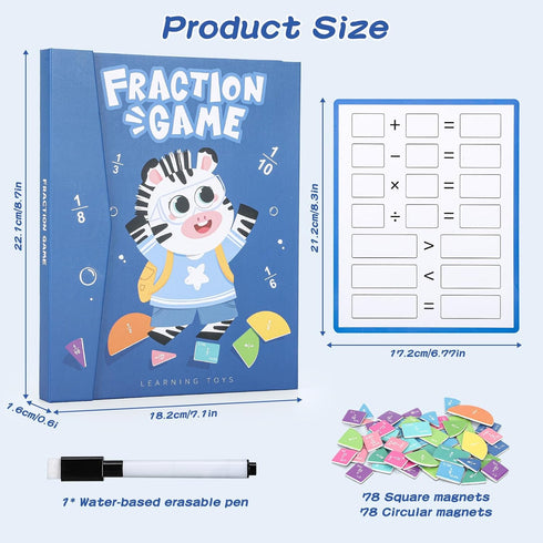 Ralout Magnetic Fraction Educational Puzzle, Magnetic Fraction Tiles and Circles, Elementary Fraction Manipulatives