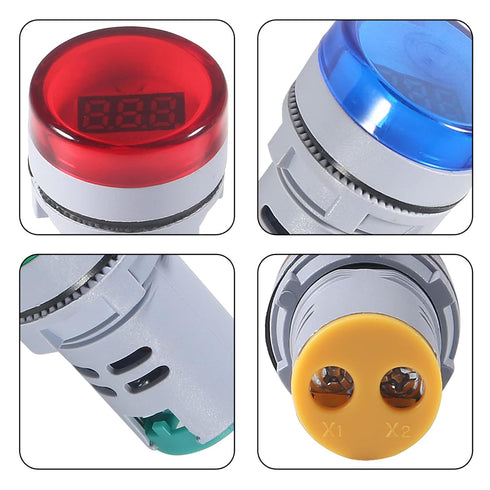 4PCS Round LED Voltage Meter Indicator,Digital LED Display Voltmeter AC 60-500V Voltage Meter Monitor 110v 220v Volt Detetor White Signal Indicator Light Panel by DWEII