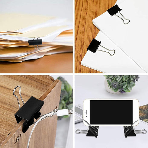 SANNIX 36 PCS Medium Binder Clips, 1-1/4 inch Black Paper Clamps for Office Home School