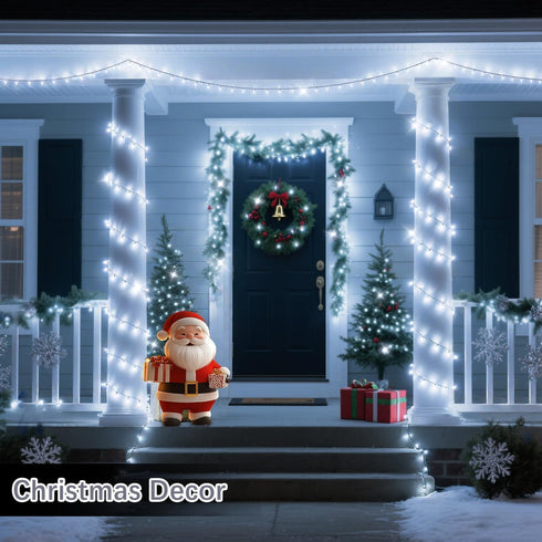 Wotilzeen 100FT 300 8 LED Christmas String Lights Outdoor Tree Lights Green Wire Twinkle Lights for Bedroom with Modes