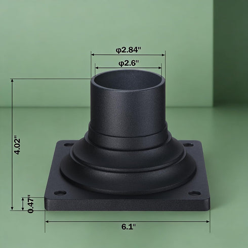 2-Pack, LIT-PaTH Pier Mount Base, Outdoor Post Light Mounting Base Adapter, Cast Aluminum, Black
