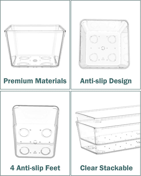 55Pcs Set, 4size Clear Plastic Drawer Organizers makeup drawer organizer trays