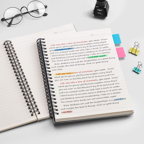 EMSHOI Lined Journal Spiral Notebook, 7.48" x 10.15", 3 Pack, 480 Pages, 100gsm Thick Paper, B5 Large Notebooks