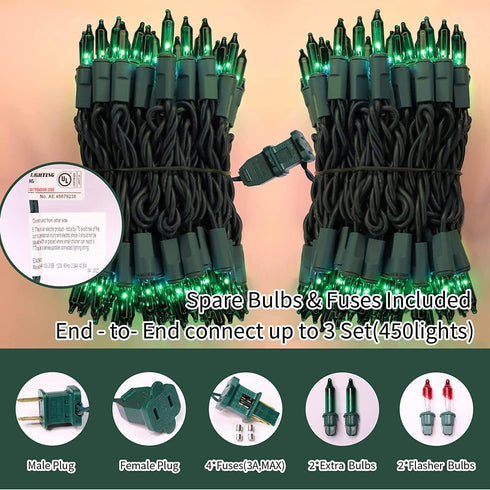 Decorations,300Lights 63.8ft(2pk 150L) LAMPHOME St. Patrick's Day Mini String Lights,Green st Patricks Day Tree