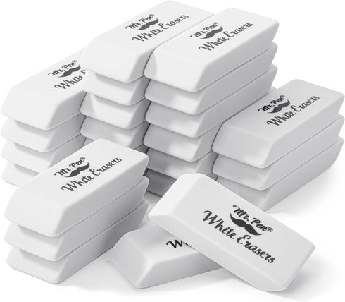 Mr. Pen Erasers - 24 Pack White Pencil Erasers for School, Large Block Erasers