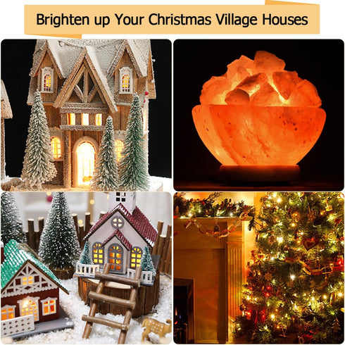 NETEHA 4 Pack 6Ft C7 Bulbs, E12 White Accessory Cord with LED Socket Lamp Cord with On/Off Switch for Christmas Village