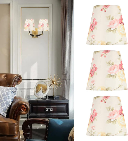 Gsycle Floral Lampshade, Table Lamp Shade Clip On Lamp Shade Cloth Chandelier Floor Lamp Colorful Lamp Shade for Home