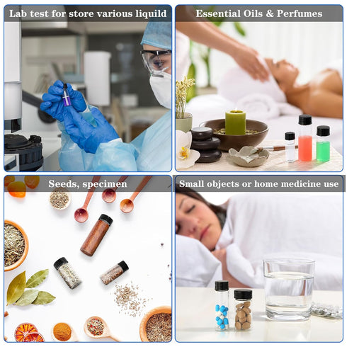 100 Pack 4ml Clear Glass Vials with Screw Caps, Small Liquid Bottle Vials for Essential Oil