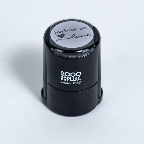 Handmade with Love Self-Inking R40 Round Stamp - 1 1/2" Diameter, Black Ink