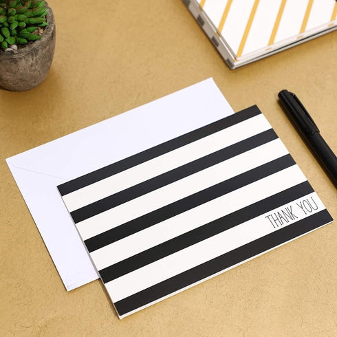 4x6 144-Pack, 6 Juvale Thank You Cards with Envelopes - In, Assorted Polka Dot & Stripe Designs - Bulk Blank Thank You