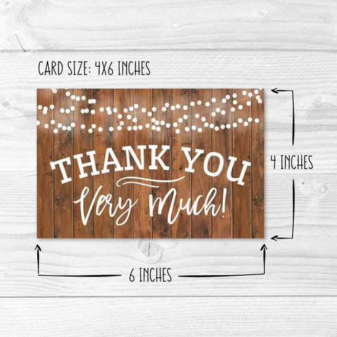 Hadley Designs 24 Rustic Wood Thank You Cards with Envelopes - Great Note for Adult Funeral Sympathy or Gift Gratitude