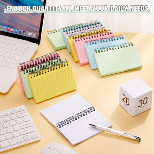 750 15 3x5 Inch Pcs/ Pads Spiral Index Cards Ruled Flash Cards with Ring Colorful Punched Lined Note Card Book