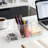 Set 3, YAGELI Clear Acrylic Desk Organizer of Magnetic Modular Pen Holder with Sticky Notes & Paperclip Tray, Aesthetic