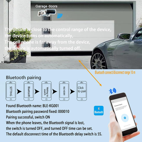 DC12-76V,Wireless 30A, DC Wireless Remote Switch Bluetooth Remote Control Relay Switch for Control Garage