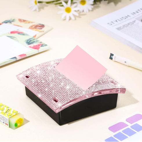 Eersida 4 x 4 Inches Rhinestone Self Stick Note Pad Holders, Memo Sticky Dispenser for Office Home Desk Supplies