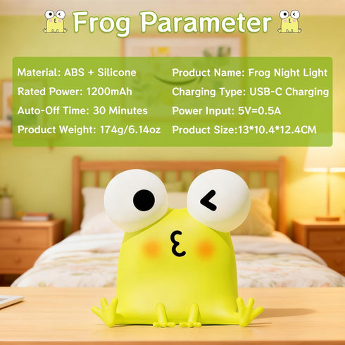 Dimmable/Timer FAMIDUO Frog Night Light for Kids, Cute Funny LED Squishy Animal Silicone Lamp, Nursery Night Light