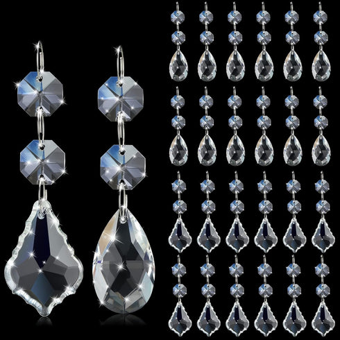 Potchen 52 Pcs Chandelier Crystal Replacement 38 mm Teardrop Crystal Prisms Hanging